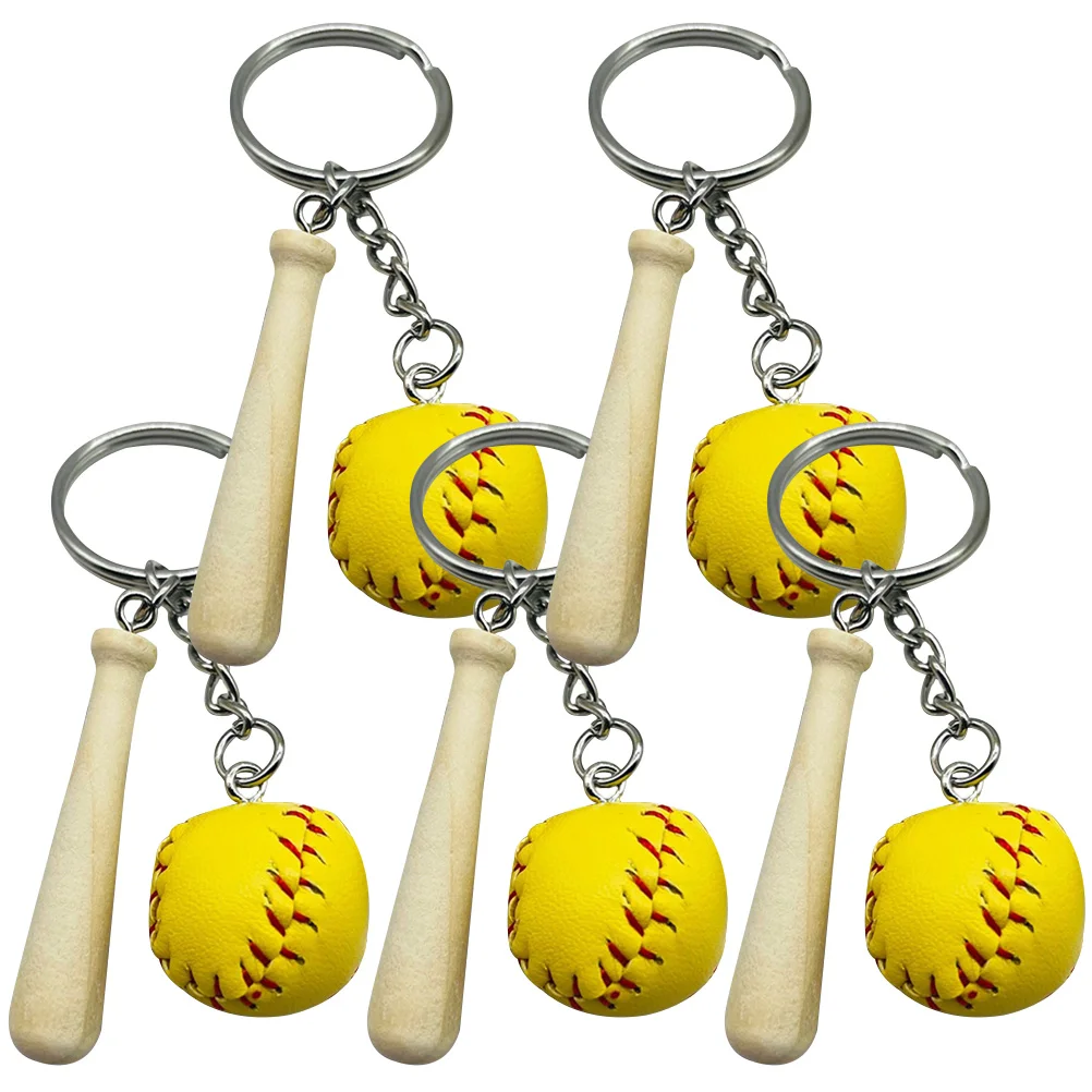

5 Pcs Key Chain Mini Baseball Bag Pendant Keychains Women Ring Backpack Party Favors Kids Accessories Holder Miss