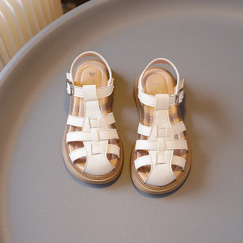 Сандалии Детские однотонные повседневная плетеная пляжная обувь для маленьких