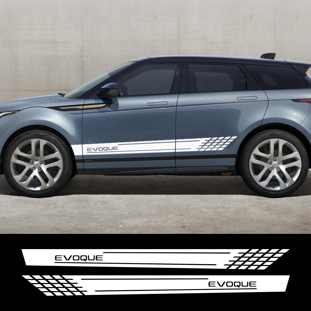 

2pcs Car Racing Stripe Stickers Free shipping Auto Personalized Vinyl Film Decals Tuning For Land Rover Evoque Car Accessories