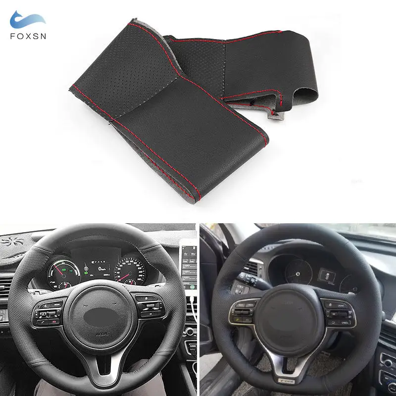 

Hand-stitched Perforated Microfiber Leather Car Steering Wheel Cover For Kia Sportage 4 KX5 2016-2019 K5 Optima 2016 2017 2018