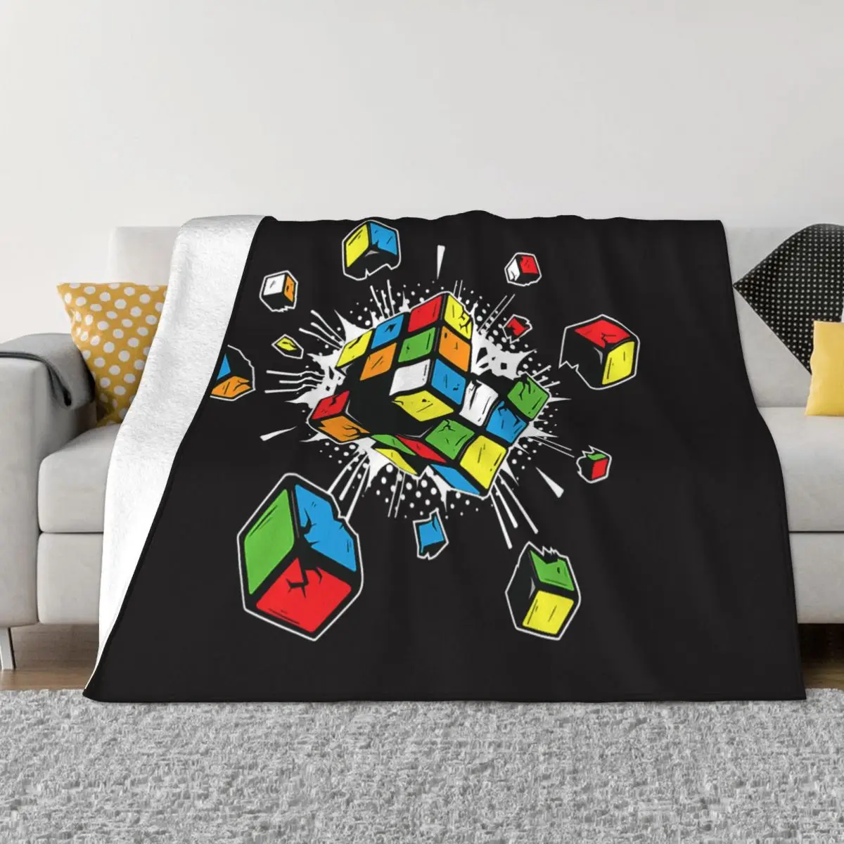 

Одеяло флисовое мягкое Фланелевое в виде кубиков Рубика