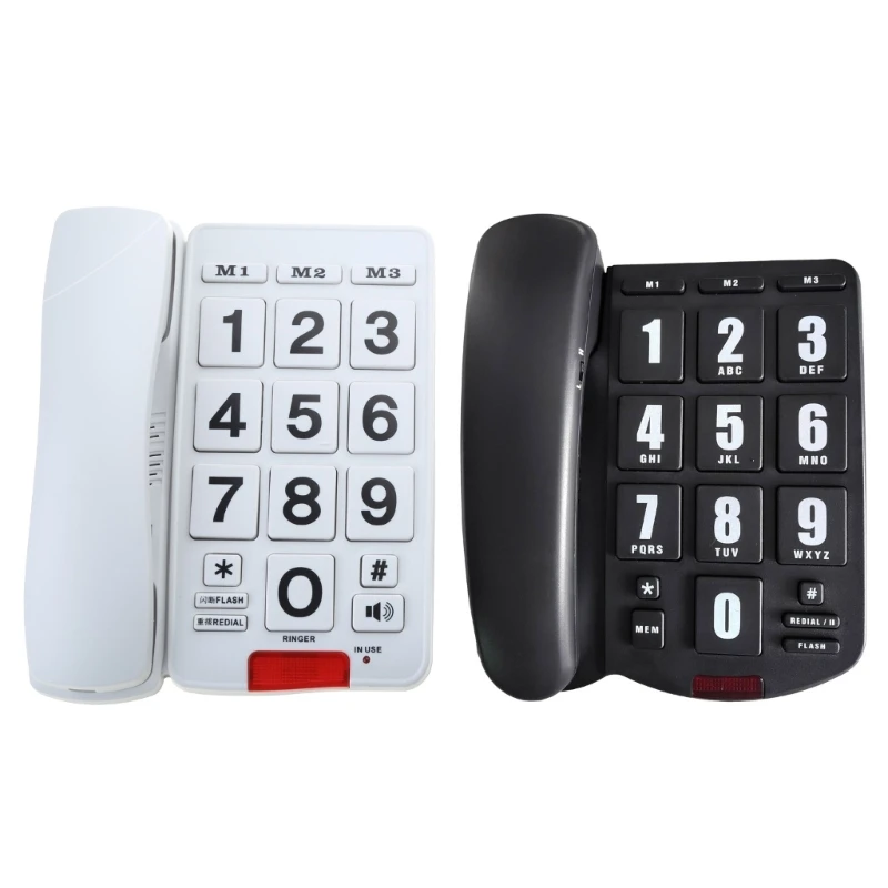 Big Button Landline Phone Desktop Telephone Ringtone Fixed Home Phone for Elderly and Visually Impaired PK3000