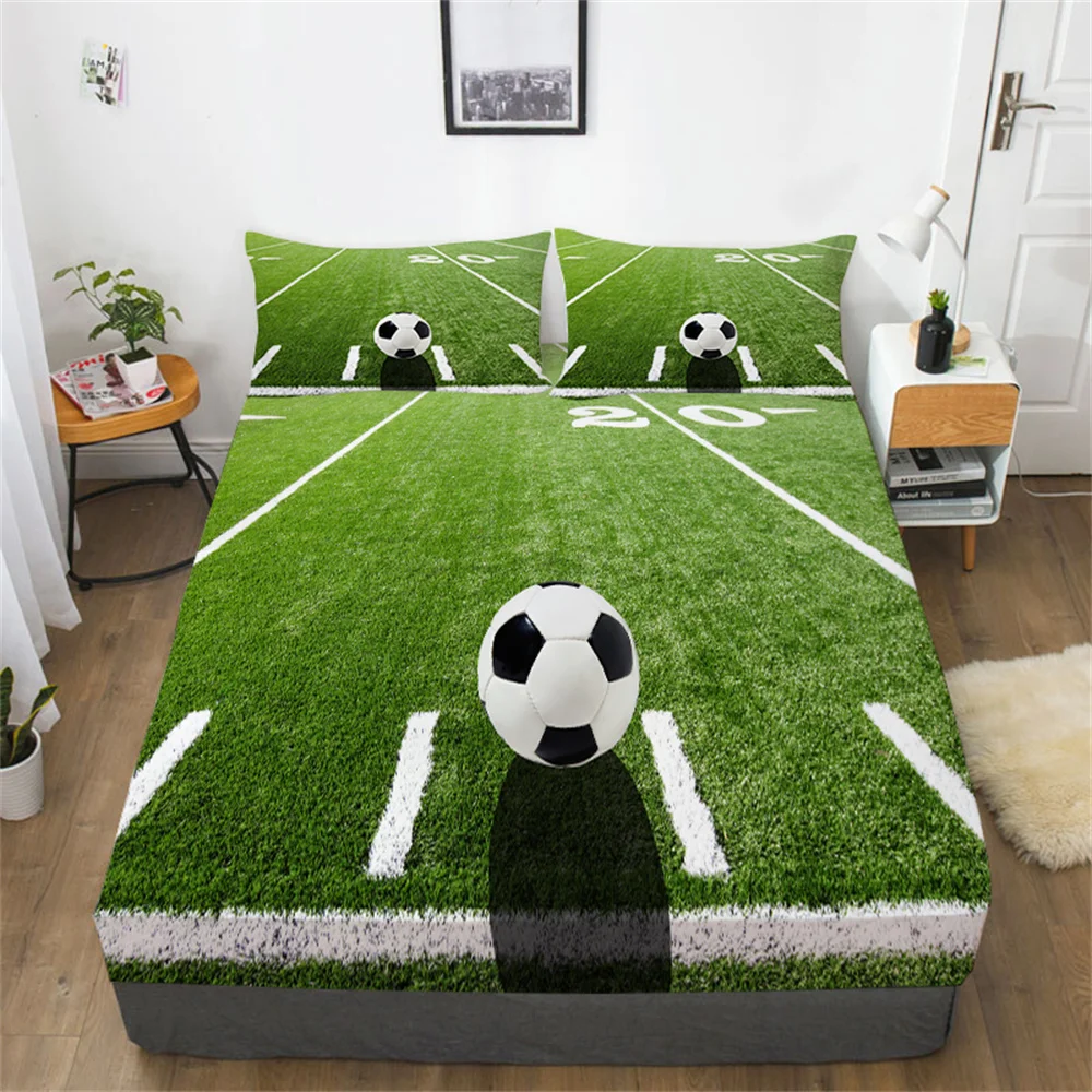

Fitted Sheet 3D Football Print Pillowcase Textile Bedroom Decoration Double Queen Size Bedding Covers Sheets Bedspreads