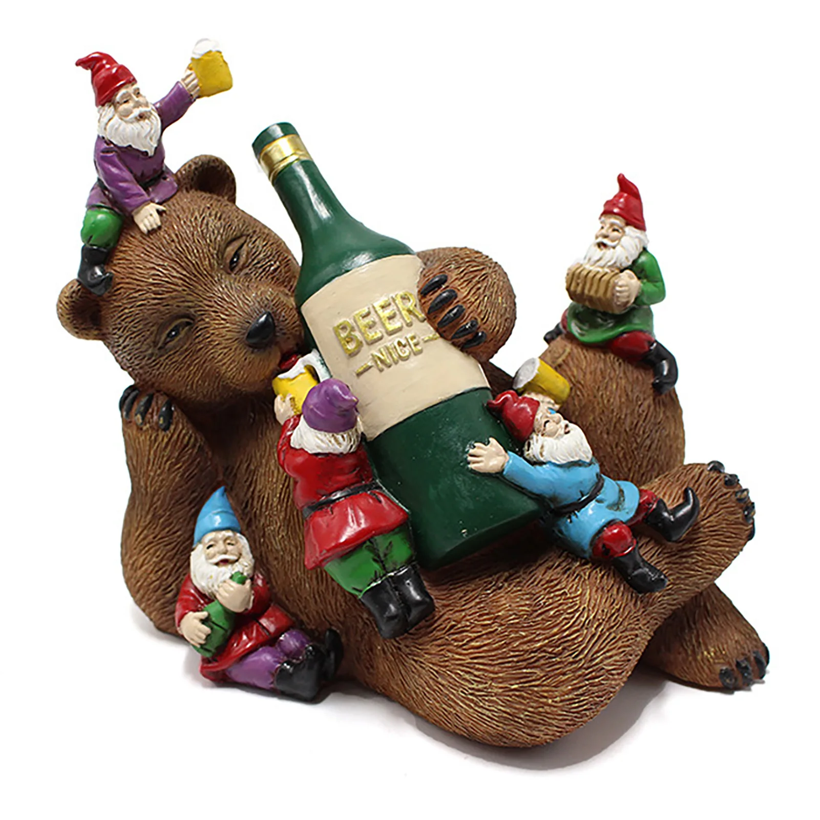 

Мишка статуя гнома изысканный пьяный коричневый медведь 5 гномов милый сад декоративная статуэтка для двора