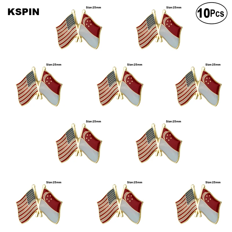 

U.S.A.& Singapore Lapel Pin Flag badge Brooch Pins Badges 10Pcs a Lot