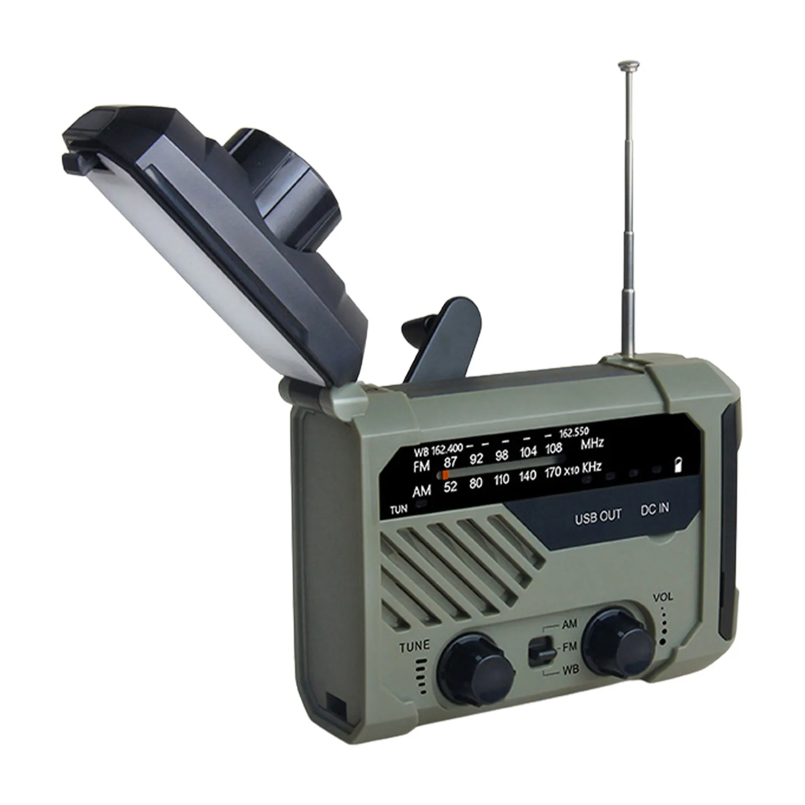 3 in 1 portable radio hand crank amfmnoaa emergency reading lamp flashlight solar charging 2000mah power bank for cell phone free global shipping