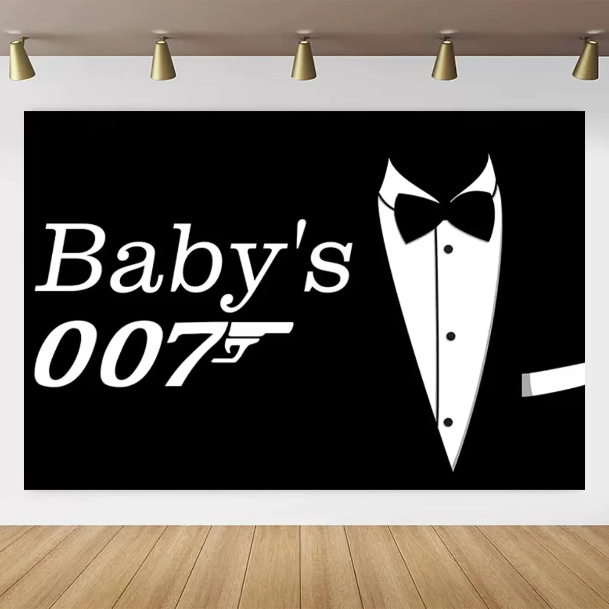Фон для шпионской вечеринки 007 черно-белый фон с галстуком костюма детский день