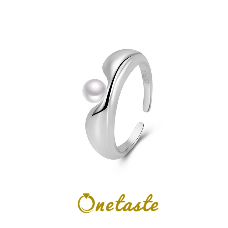 

S925 Sterling Silver Natural Freshwater Pearl Open Rings For Women 2022 New Trend Kpop Simple Slim Adjustable Ring