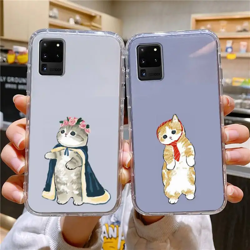 

Cartoon Cat Phone Case For Samsung Galaxy S10 S10e S8 S9 Plus S7 A70 Edge Note10 Transparent Cove