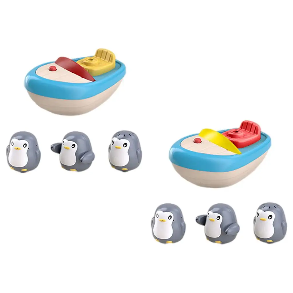 

Bath Toy Spray Water Cartoon Boat Penguins Shower Toys for Baby Toddler