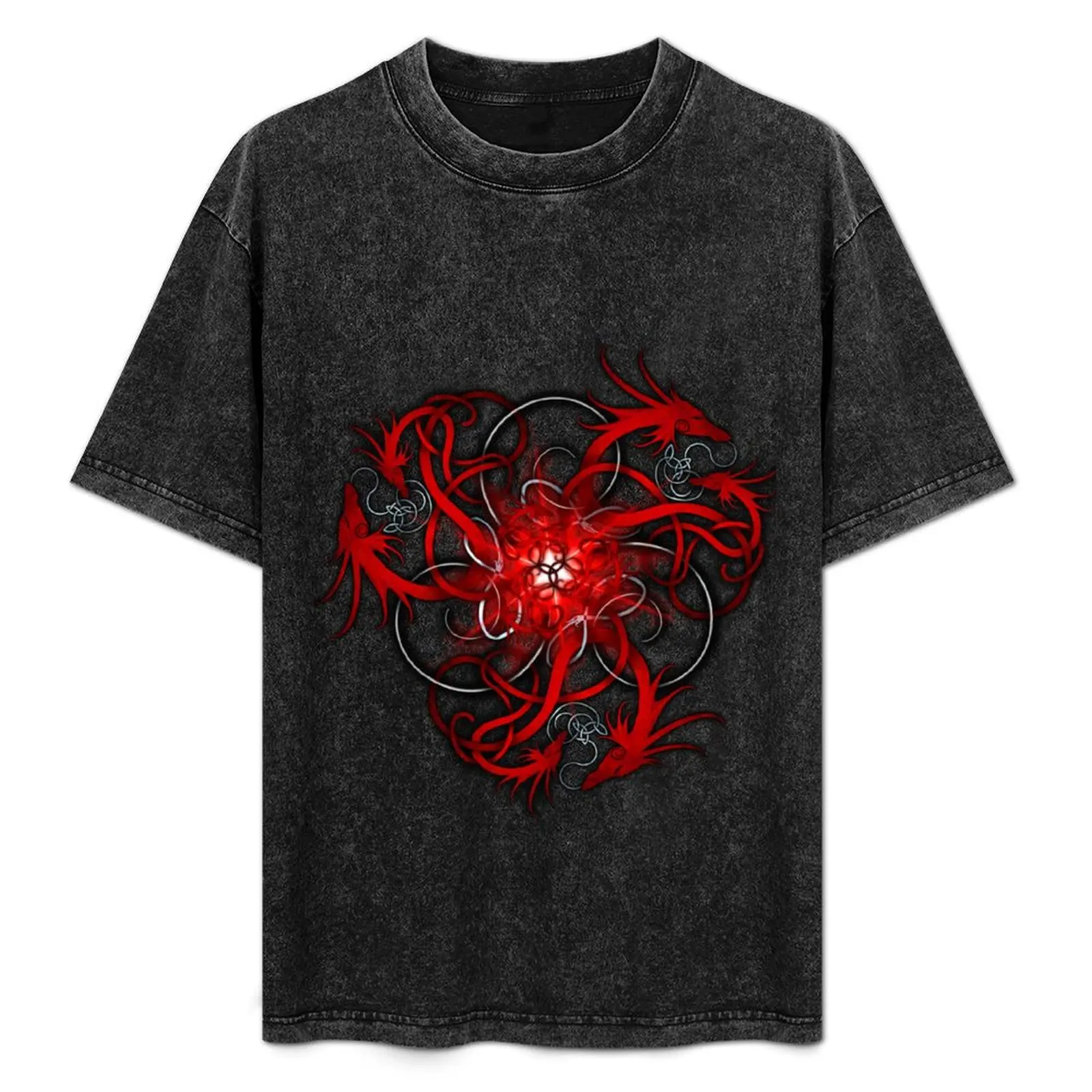 Фото Футболка Red Norse Dragons Triskele, простая, модная, повседневная футболка №1