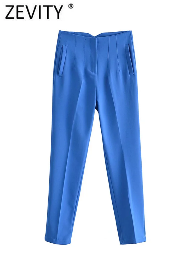 Женские модные разноцветные брюки ZEVITY офисные женские с высокой талией на молнии