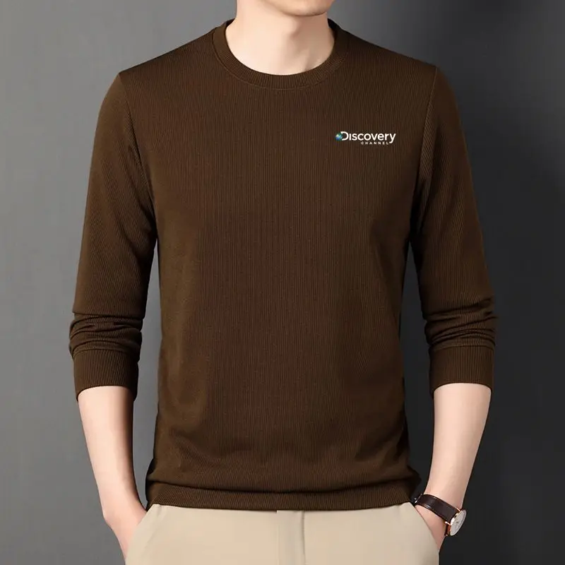 

Мужской трикотажный свитер с круглым вырезом, на осень/зиму