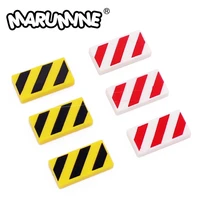 marumine moc bricks 3069 bpb0436 tile 1x2 with groove danger stripes pattern assemble building blocks city kit construction set