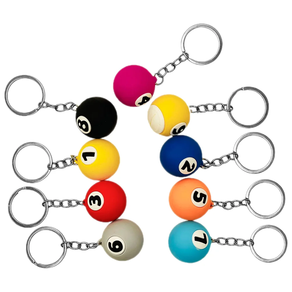 

9 Pcs Gifts Time Christmas Billiards Ball Keychains Delicate Valentines Treat Adorable Pool Metal Small