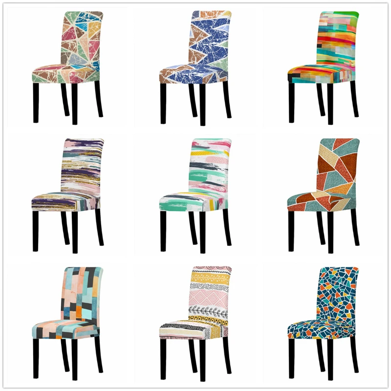 Разноцветный чехол на стул с рисунком масляной живописи пылезащитный