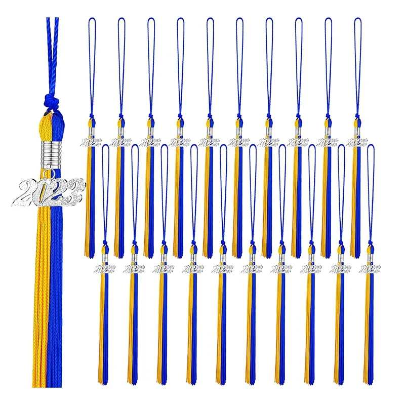 

36PCS 2023 Graduation Tassels Graduation Cords Tassel Charms For Graduation Cap Graduation Tassel With Charms (Royal Blue, Gold)