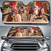 funny horses clown family driving car sunshade horse driving auto sunshade for horse lover cute farmer gift car windshield vi