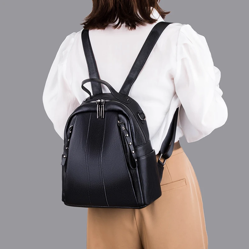 

YILIAN First layer cowhide backpack female 2022 new fashion versatile large capacity soft cowhide hand bill of lading backpack