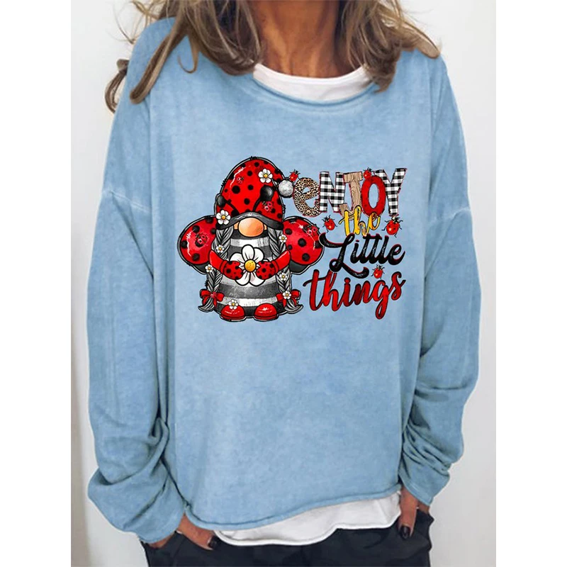 

Забавные рождественские гномы Rheaclot, наслаждайтесь мелкими вещами, Женская винтажная хлопковая толстовка в стиле ретро с длинным рукавом