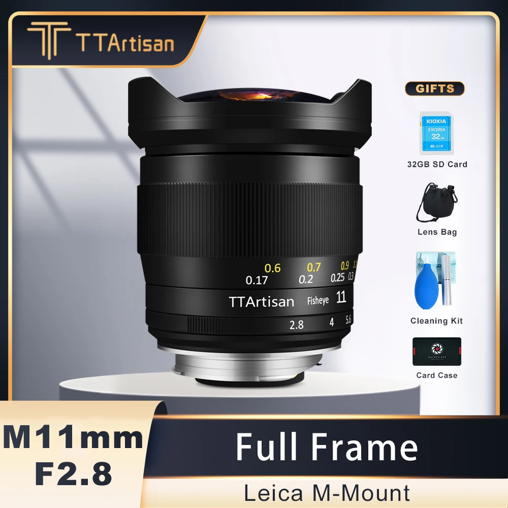 

Широкоугольный объектив TTArtisan 11 мм F2.8 Full Fame «рыбий глаз» для камер Leica M-Mount, таких как Leica M-M M240 M3 M6 M7 M8 M9 M9p M10