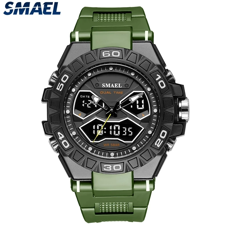 

SMAEL Top Luxury Brand Men's Watch Sports Waterproof Watches Dual Time Display Quartz Wristwatches Back Light Digital Clock