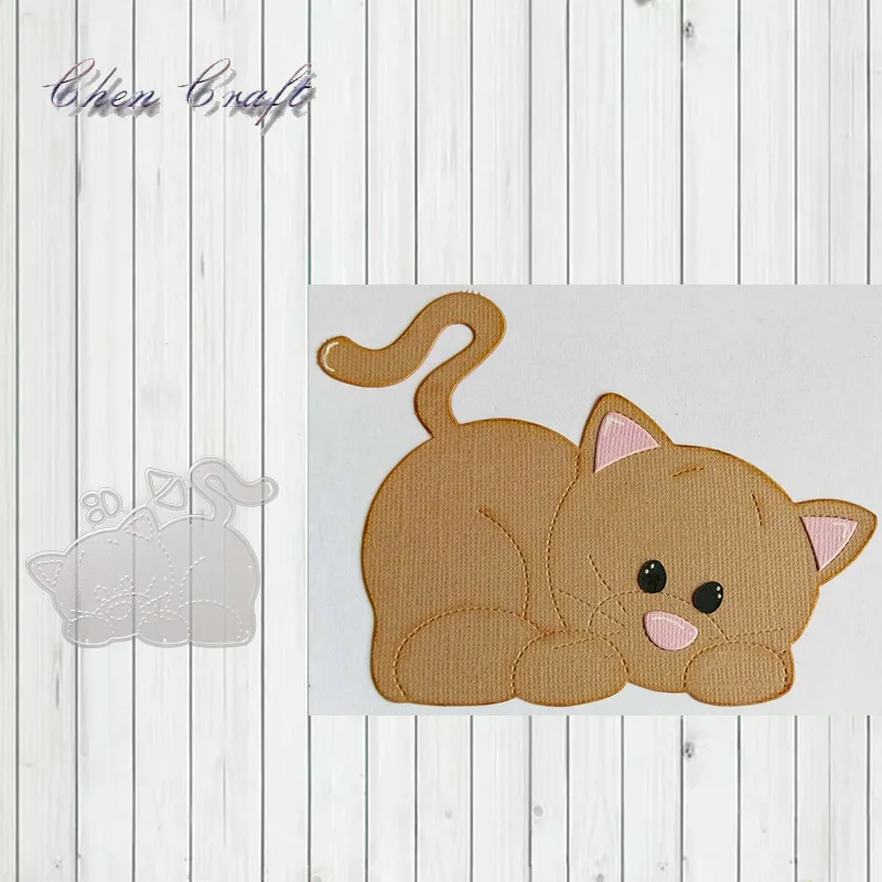 

Металлические штампы и штампы с изображением милого кота, альбом для скрапбукинга «сделай сам», бумажная открытка, декоративное ремесло, ти...