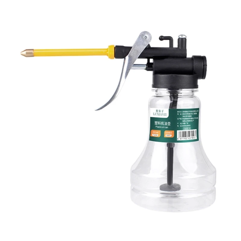 

Hardware Tool Transparent Oil Can 350ml/12oz Refueling Pot High Pressure Oiler R7UA