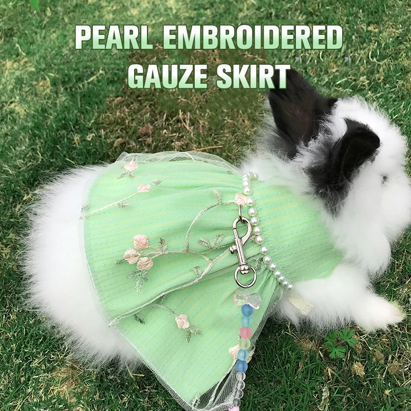 

Small Animal Harness Vest Leash Set Soft Floral skirt Clothes Travel Chest Strap Rabbit Ferret Bunny Hamster Small Pet Supplies