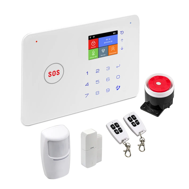 2.4Inch TFT Screen Tuya APP Remote Control WIFI+GSM Alarm System Burglar Alarm Sensor