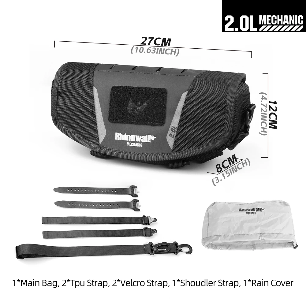 

Сумка на руль мотоцикла Rhinowalk, универсальная водонепроницаемая сумка для хранения 2 л с системой Molle, аксессуар для дорожного багажа для езды на мотор