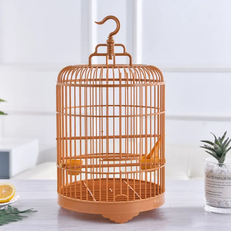 

ONE PET Retro Plastic Round Bird Cage Parrots Cages With Feeder Detachable Breathable Carrier House Lovebird Parakeet Accessoriy