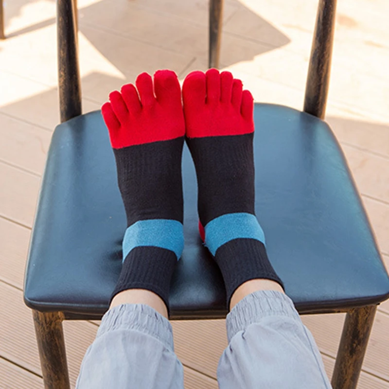 10 Pairs Men Cotton Toe Socks Rainbow Five Finger Low Middle Tube Autumn Winter Cute Open Toe Comfortable Yoga Socks
