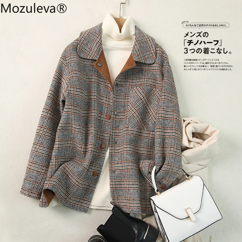 

Mozuleva High Quality Double Sided Wool Coat Women Autumn Winter Japanese Style Loose Long Woolen Coat Hand-Stitched Outwear