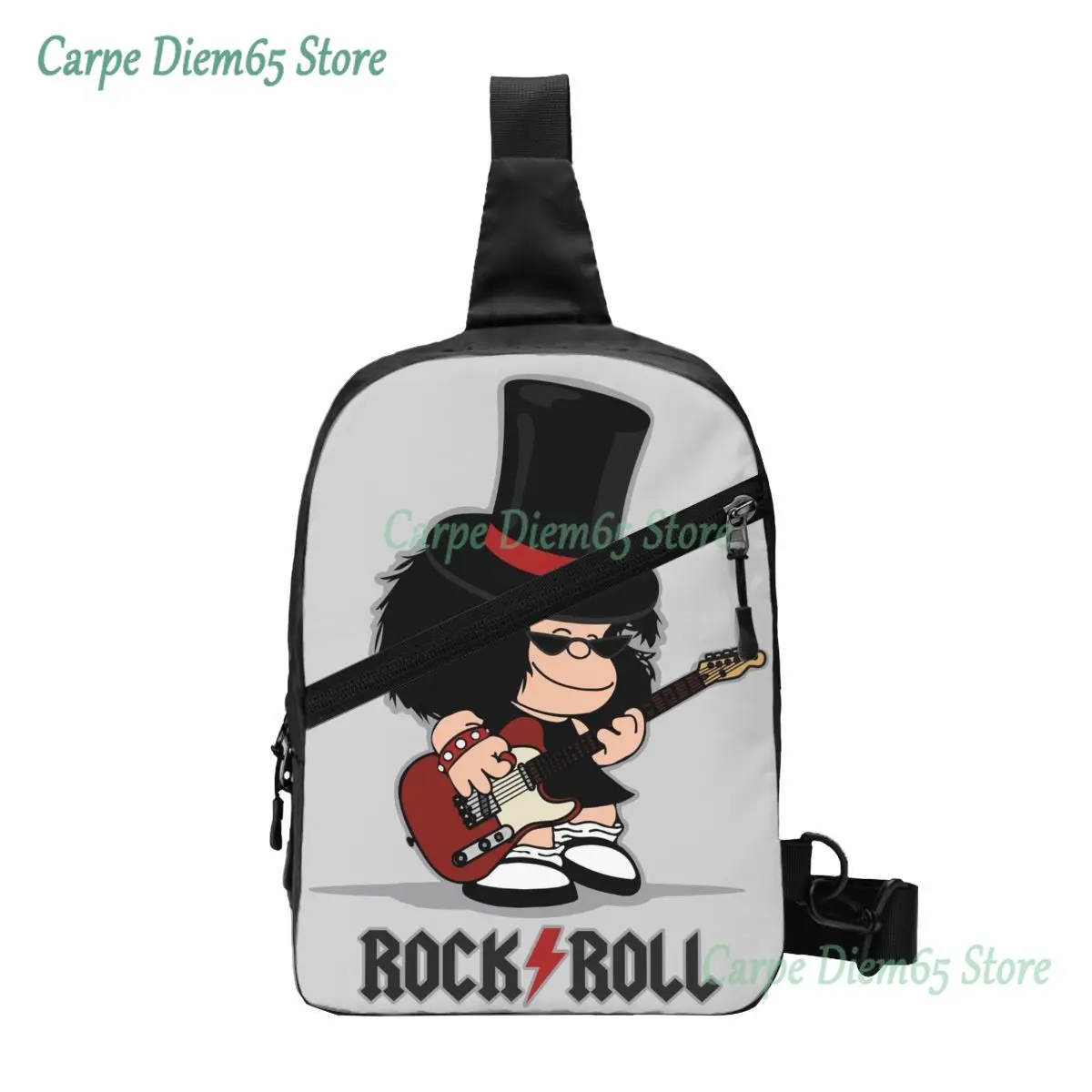 

Comic Mafalda Rock Guitar Sling Chest Bag Customized Cartoon Quino Manga Shoulder Crossbody Backpack for Men Traveling Daypack