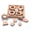 10Pcs/Lot Wooden Mini Animal Elephant Airplane Baby Teether DIY BPA Free Baby Pacifier Chain Nursing Teether Pendant Toys Gift 6