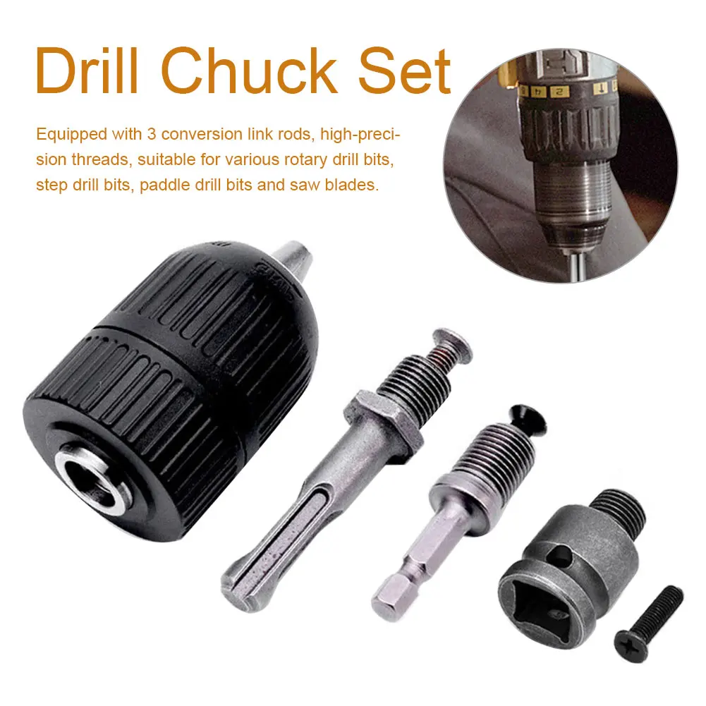 

Hex Key Drill Chuck Set Accessories Plus Shank Bit Tool Quick Release Professional Replacement Parts Home DIY Square Converter