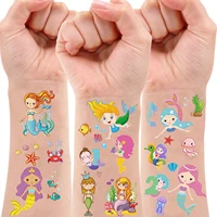 8sheet mermaid temporary tattoos mermaid birthday party gift kids body stickers for girls party favor goodie bag fillers supplie