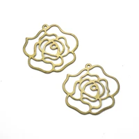 10pcs raw brass hollow rose charms flower pendants diy for necklaces earrings jewelry handmade making finding
