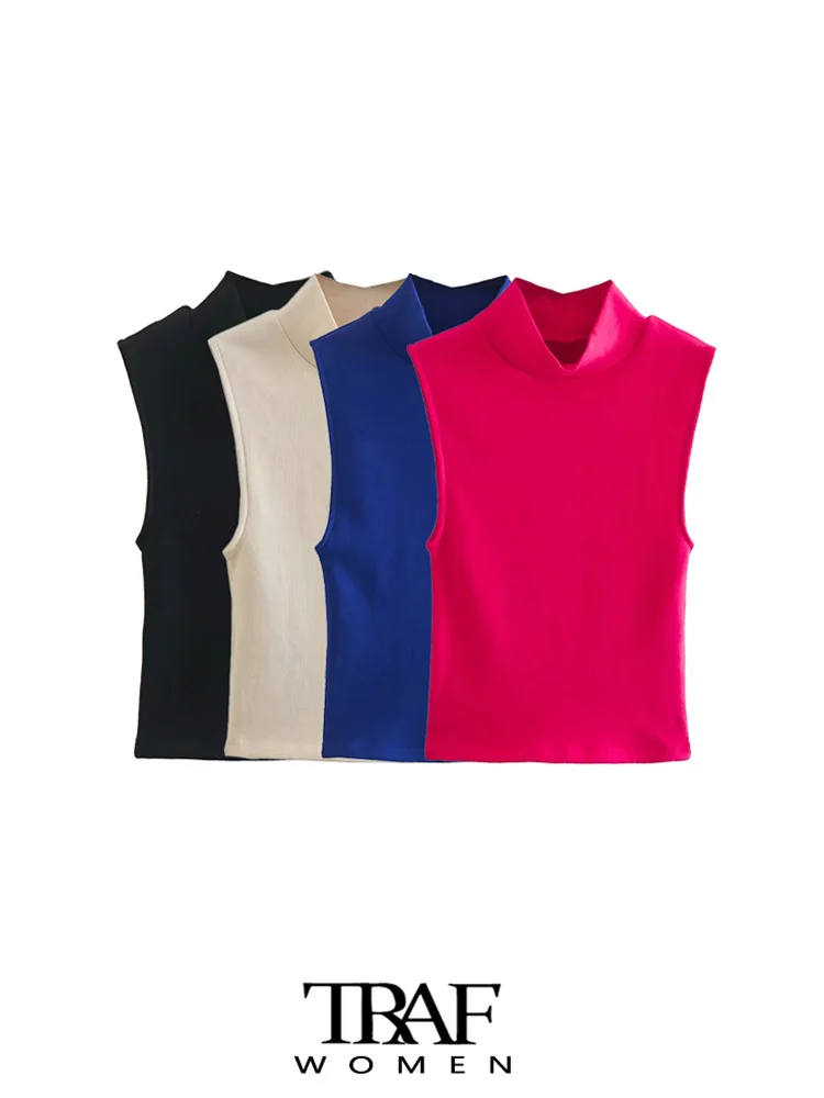 

Майка женская базовая с ложным воротником, без рукавов