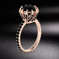 prong setting black crystal rings big naked ring black gem engagement ring hot sell rings for women