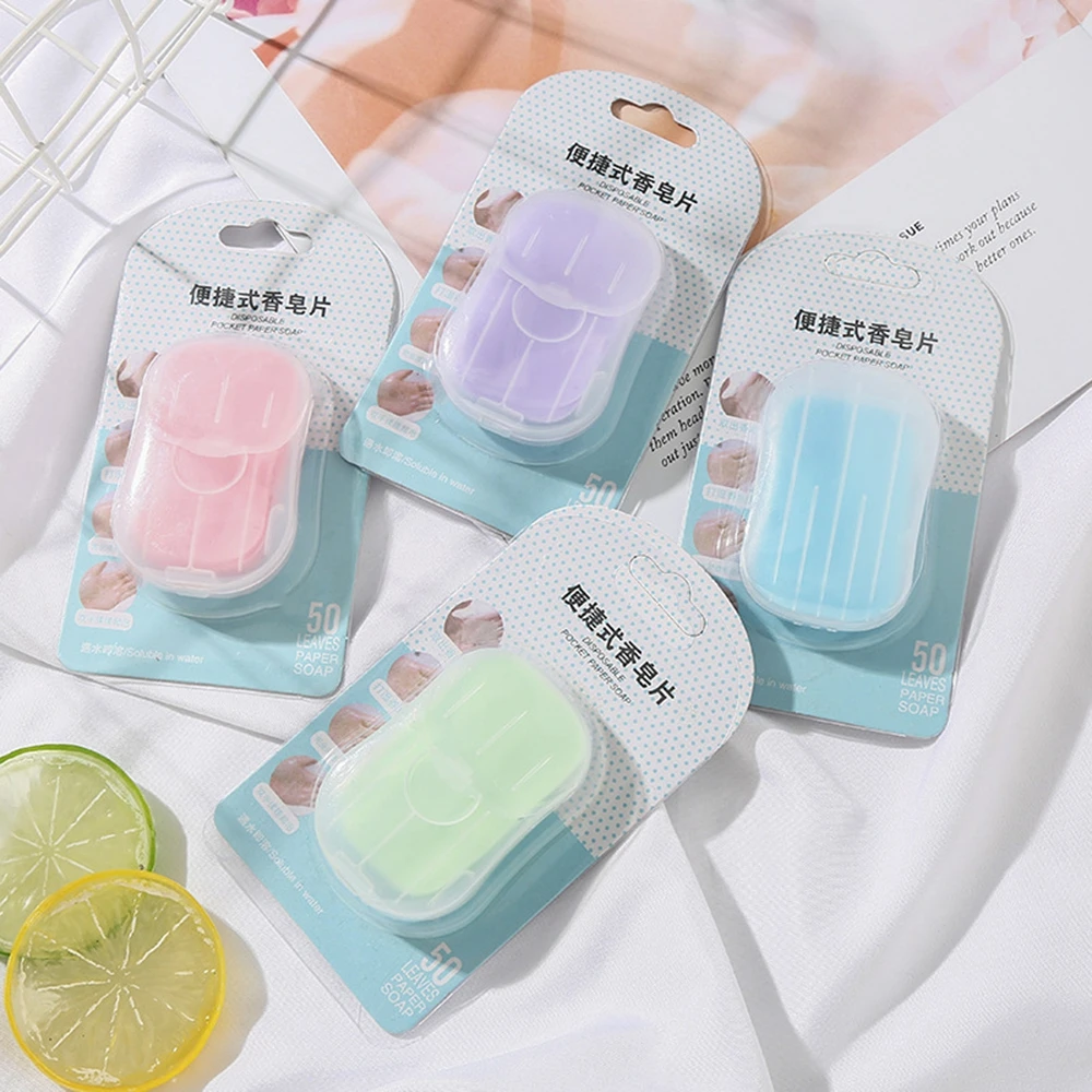 

50pcs Cleaning Soaps Portable Hand Wash Soap Papers Scented Slice Washing Hand Bath Travel Scented Foaming Small Soap
