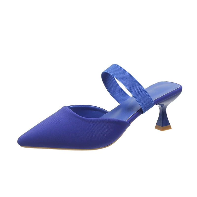 2023 Summer Women's Luxury High Heels Shoes New Pointed Toe Baotou Low Heel Slippers Shoes Zapatos De Mujer