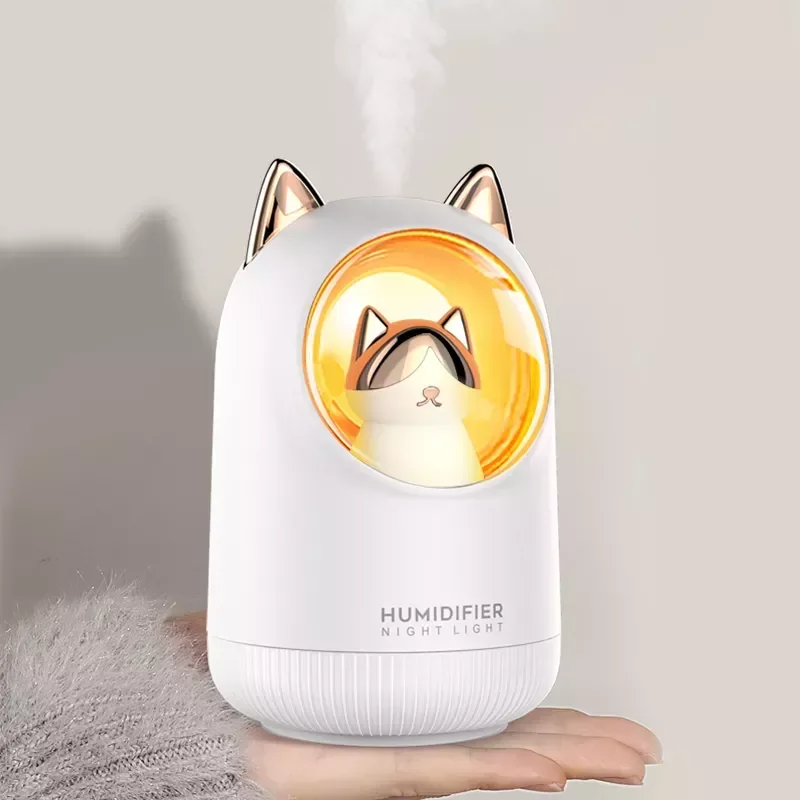 New in Kitty USB Air Humidifier Portable Car Aromatherapy Diffuser Fogger with Romantic Night Light 300ml Humidificador Diffusor
