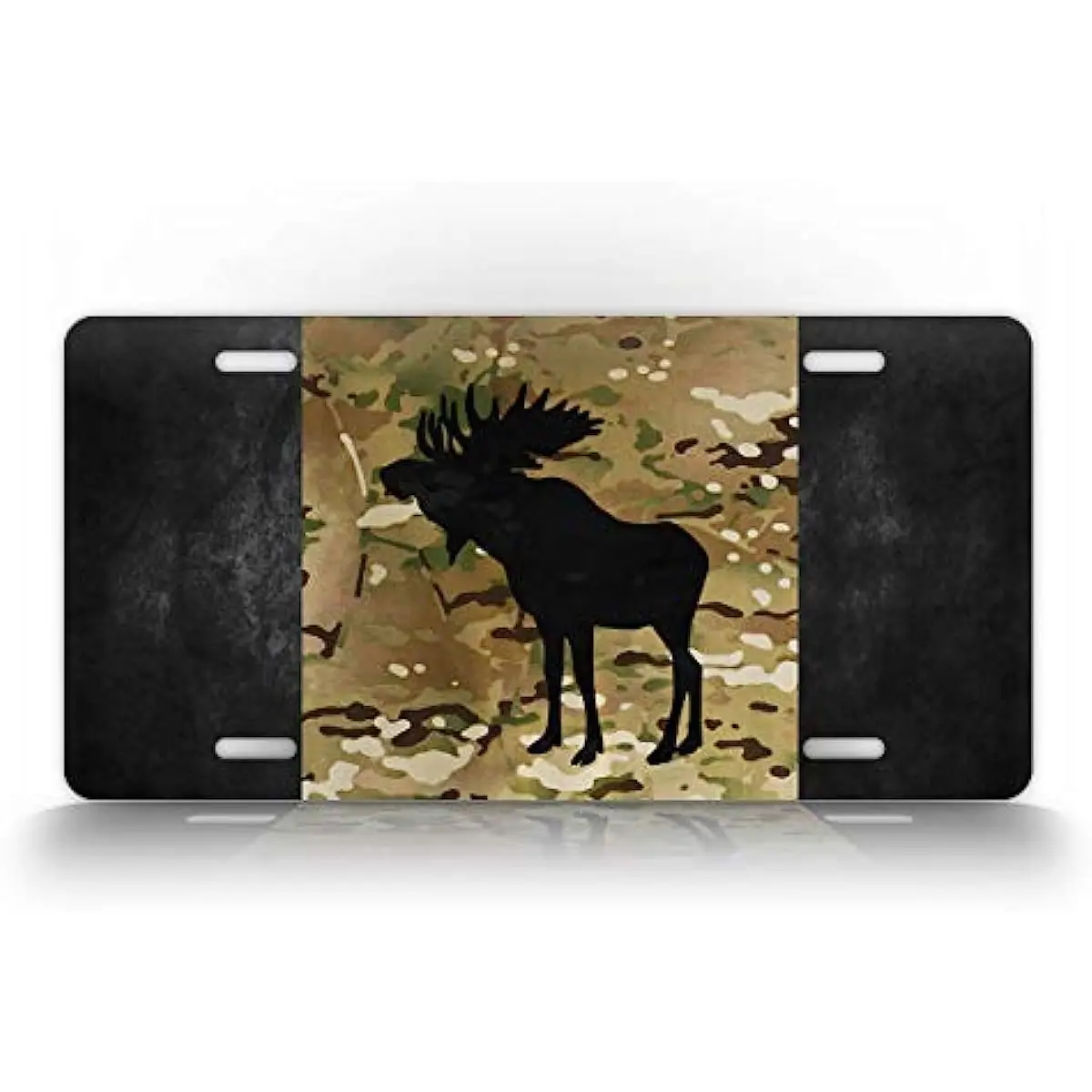 

Canadian Moose Flag Camo License Plate Antlers Silhouette Black & Camo Canada Auto Tag-Wall Decoration Metal Wall Sign