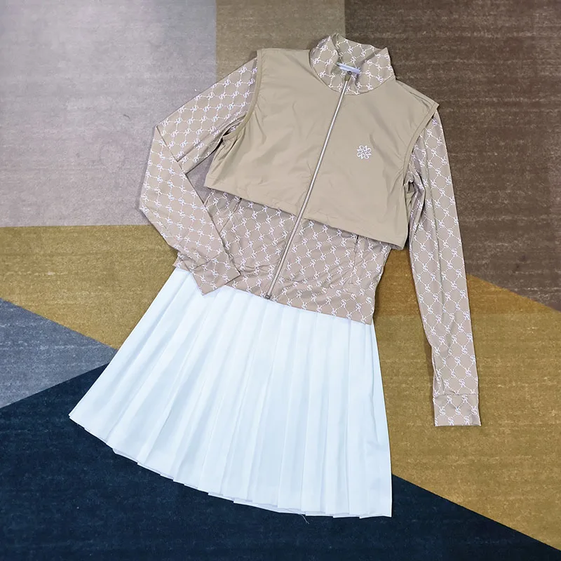 ST Andrew Golf Women's Spring/Summer Sunscreen Cardigan Coat Top A-line Pleated Umbrella Skirt Cry Set Makes You Slim