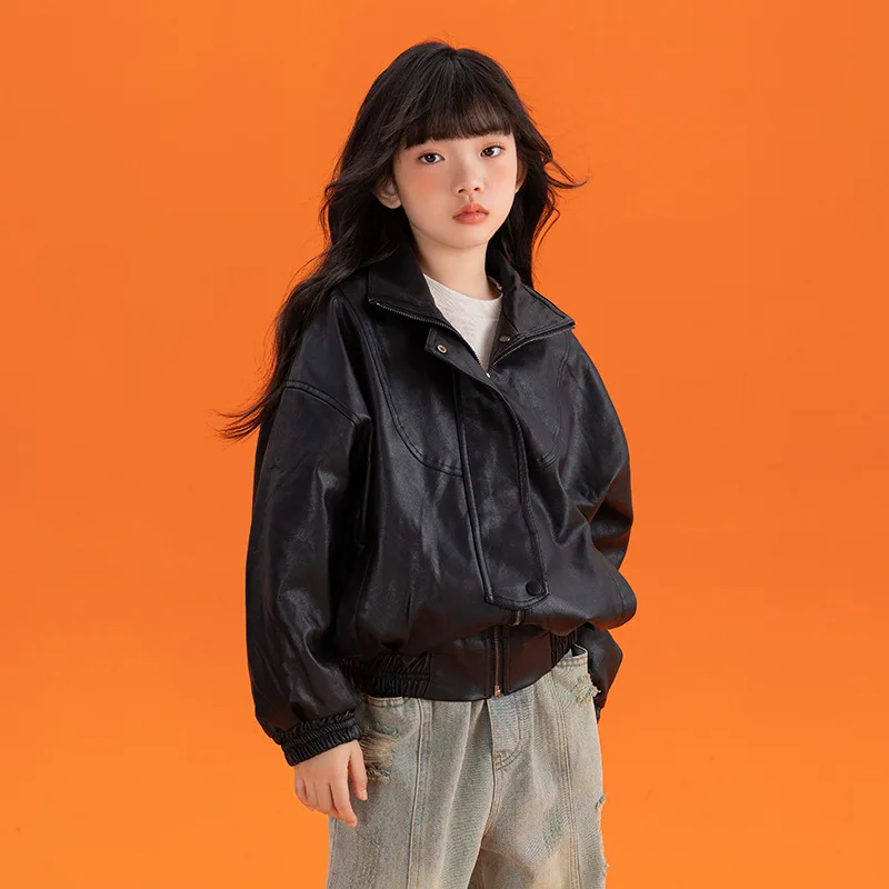 

Детская куртка из ПУ кожи, на возраст от 8 до 12 лет