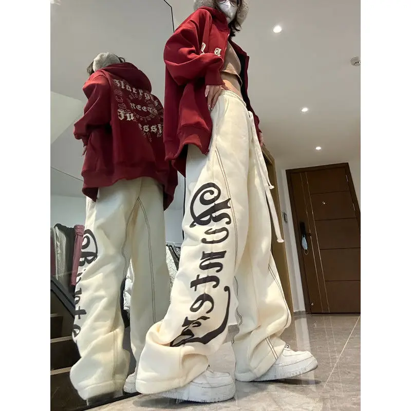 

Y2K Women's Sports Pants Hip Hop Letter Print Jogger Pants Relaxed Casual Oversized Gothic Pants Street Wear Women gothic