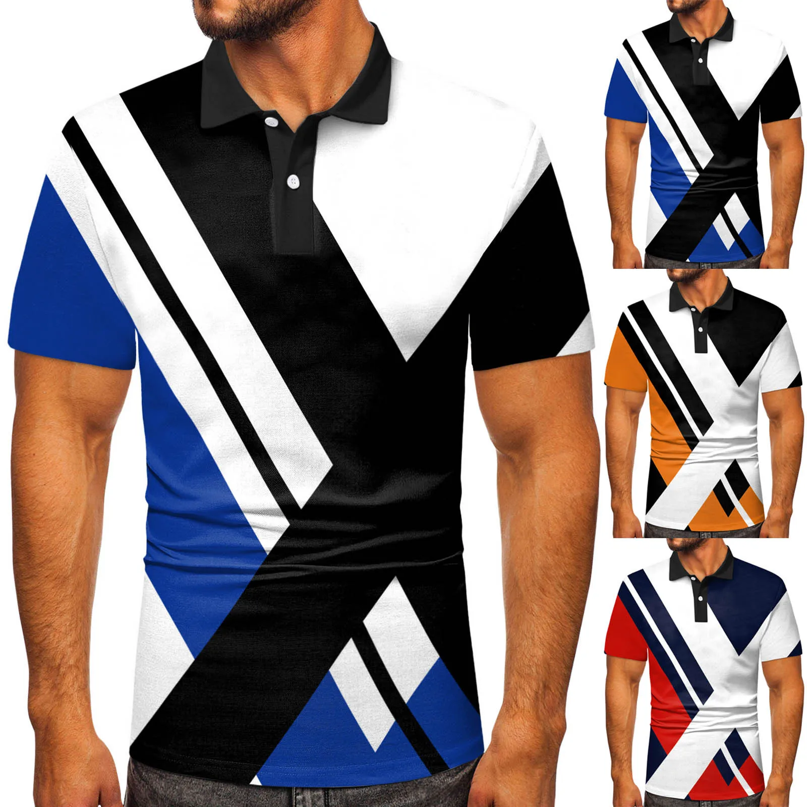 

Men Casual Summer Short Sleeve Turndown Neck Shirt Printed Tee Shirt Top Blouse Lady Active Wear