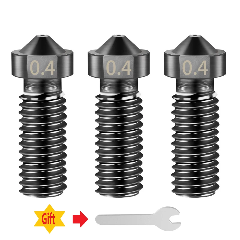 

3 шт./лот E3D форсунка из закаленной стали форсунки Volcano M6 1,75 мм 0,2 мм-1,2 мм Высокая термостойкость для 3d-печати Volcano Hotend